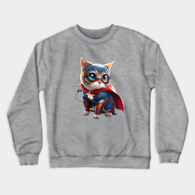 Superhero Cat Crewneck Sweatshirt by QUENSLEY SHOP